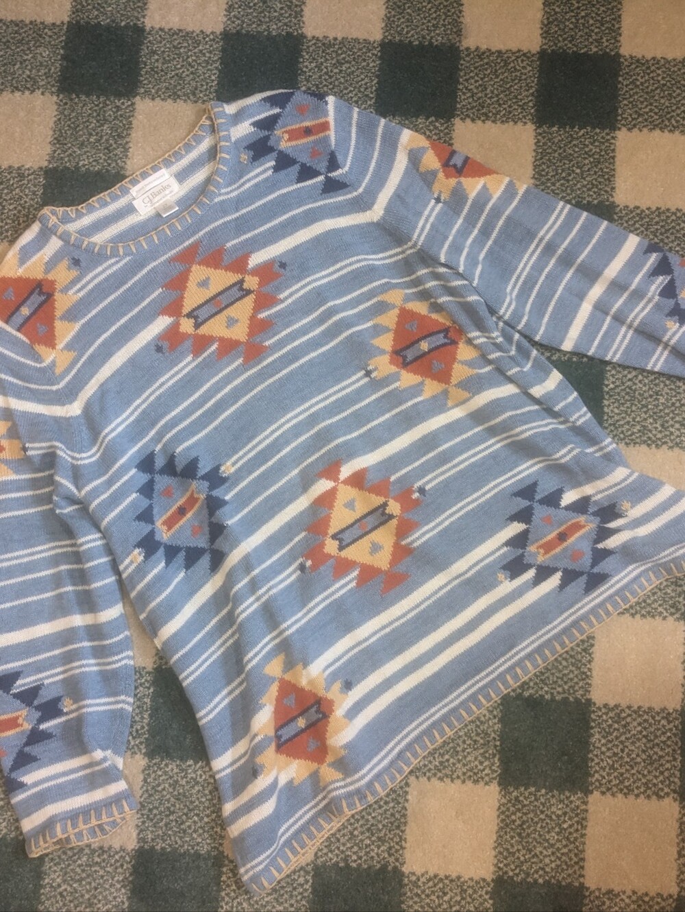 Vintage Christopher & Banks Hand Embroidered Ramie Cotton Blend Knit Sweater 2X